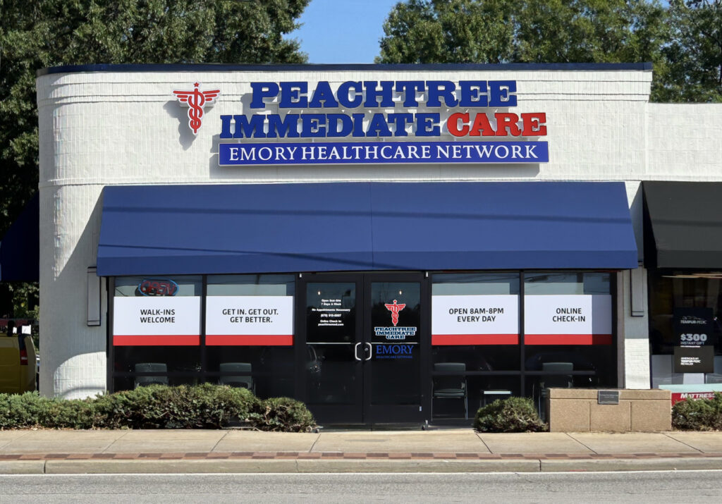 A photo of the front of the Peachtree Immediate Care Sandy Springs location.